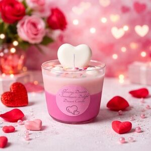 Heart-Shaped Pink Dessert Candle